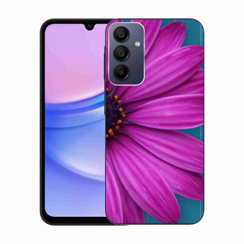 Gelový obal mmCase na Samsung Galaxy A15 4G/5G - fialová kopretina