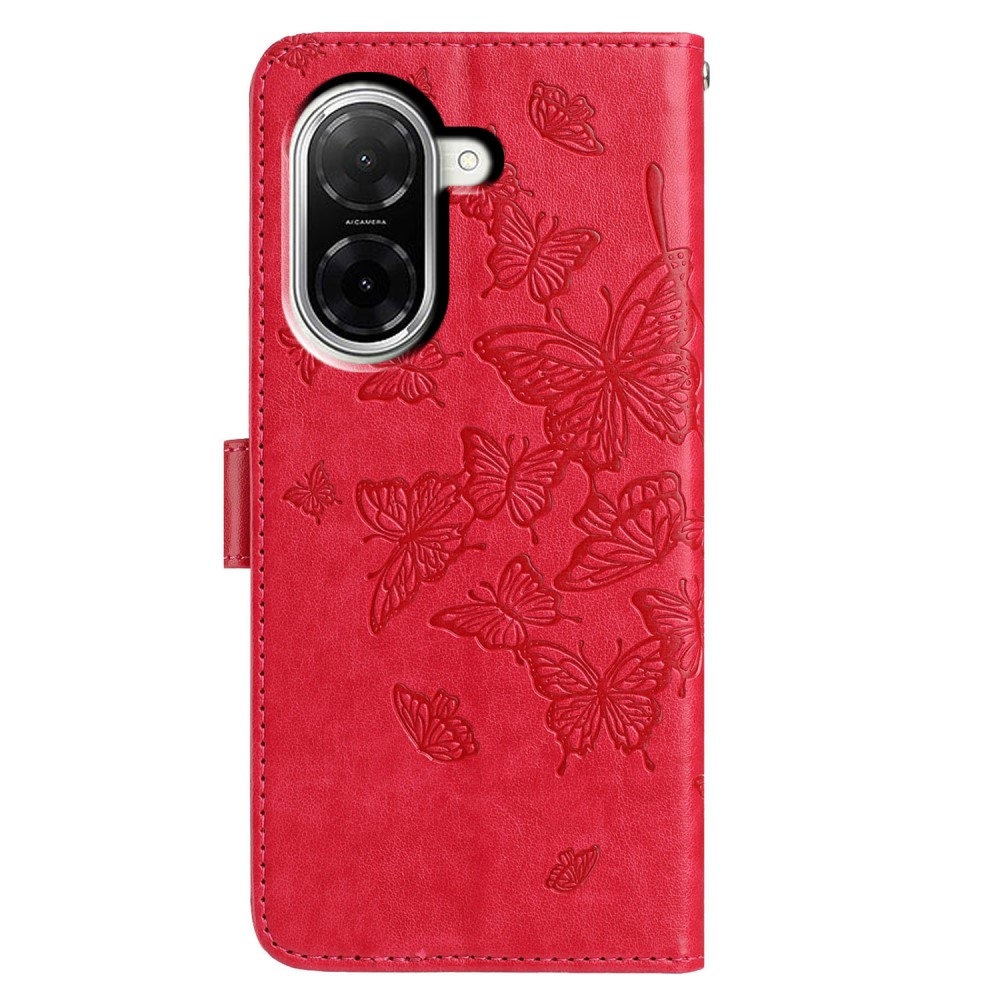 Floral Butterfly knížkové pouzdro na Xiaomi Redmi A5 (171.7x77.8x8.3mm) - červené