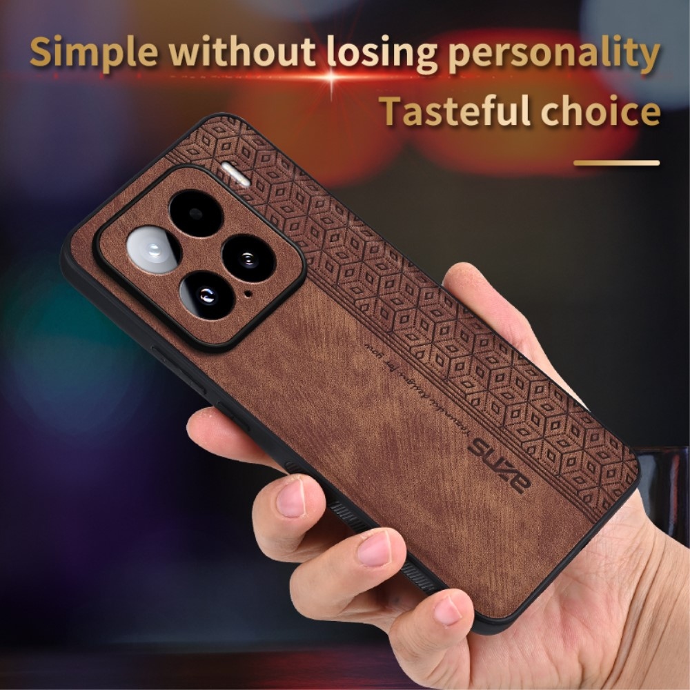 AZNS gelový obal potažený PU kůží pro mobil Xiaomi 15 - hnědý