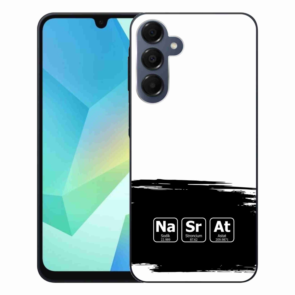 Gelový kryt mmCase na Samsung Galaxy A16 4G/5G - chemické prvky černobílé pozadí