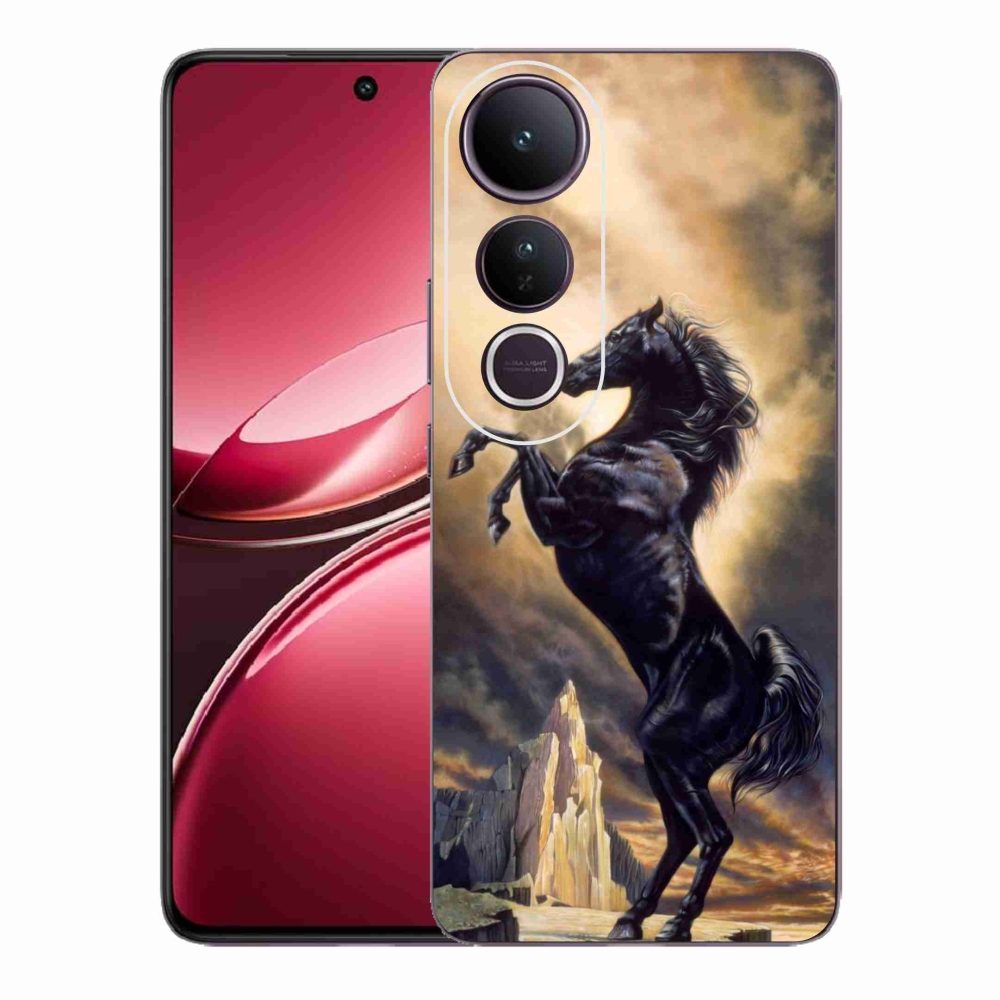 Gelový kryt mmCase na Vivo V50 Lite 4G/5G - černý kreslený kůň