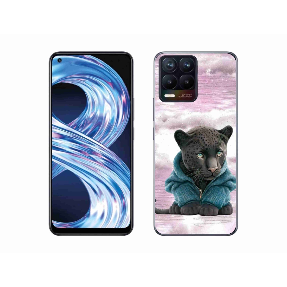 Gelový kryt mmCase na Realme 8 Pro - černý panter ve svetru