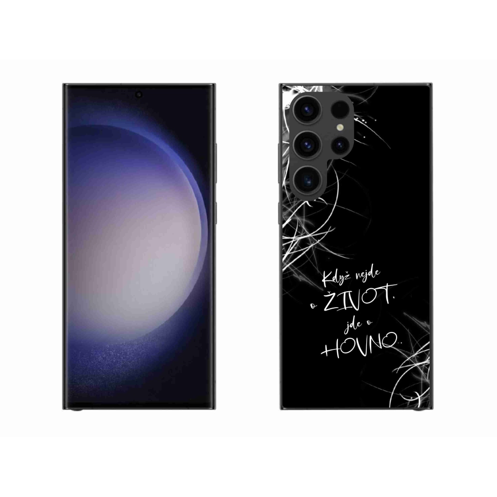 Gelový kryt mmCase na Samsung Galaxy S23 Ultra 5G - vtipný text 16 černé pozadí