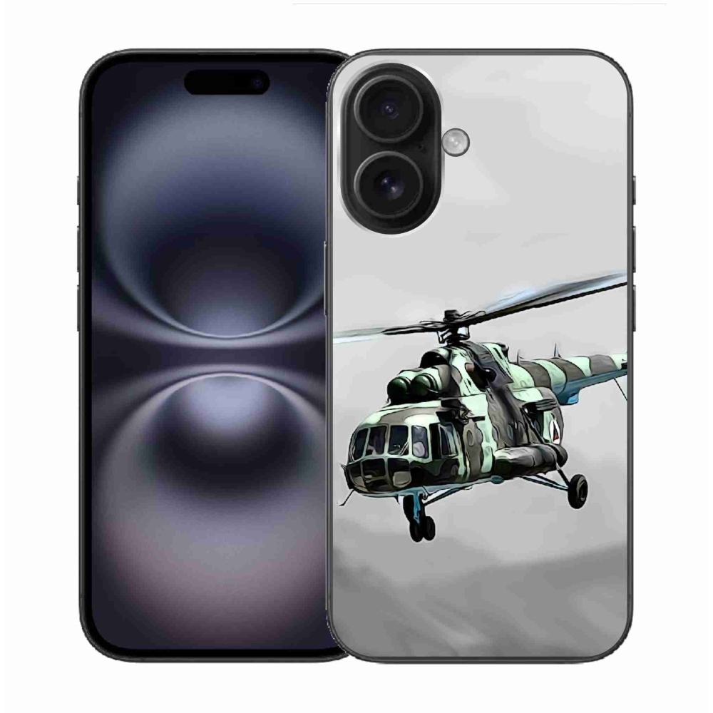 Gelový kryt mmCase na iPhone 16 - vojenský vrtulník