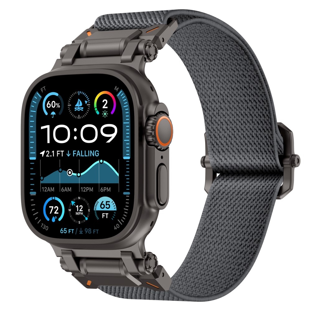 Metal nylonový řemínek na Apple Watch Ultra/Ultra 2 49mm/SE/SE 2022/2023 44mm/10 46mm/9/8/7 45mm/6/5/4 44mm/3/2/1 42 mm - šedý
