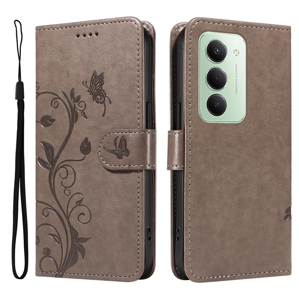 Flowery knížkové pouzdro na Xiaomi Redmi 15 4G (171mm) - šedé