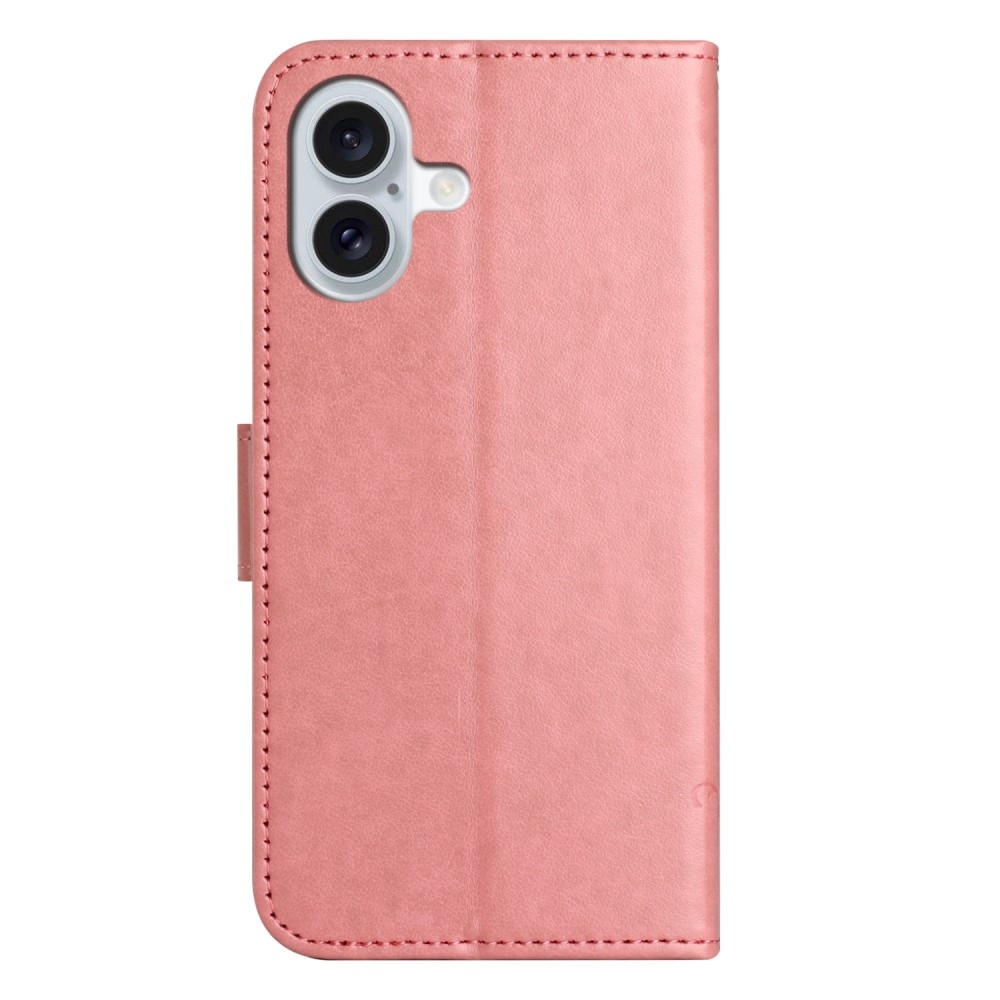 Flower knížkové pouzdro na iPhone 16 - růžové