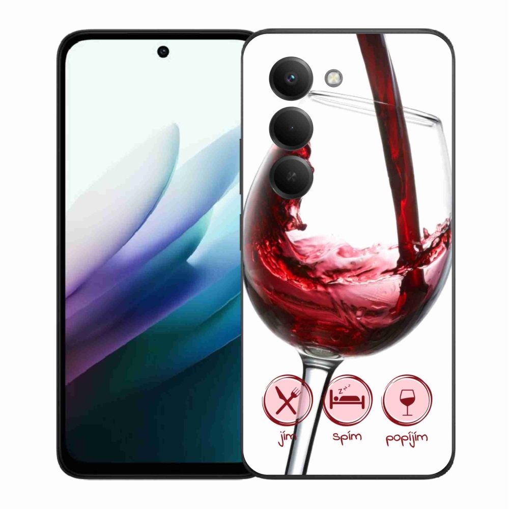 Gelový kryt mmCase na Xiaomi Redmi 15 4G/5G (171mm) - sklenička vína červené