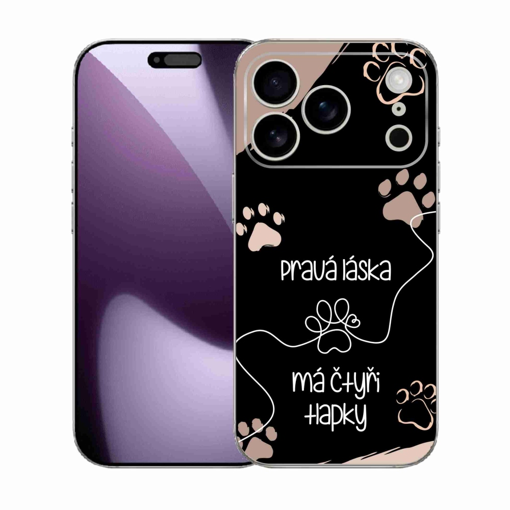 Gelový kryt mmCase na iPhone 17 Pro - psí motiv 1 černé pozadí