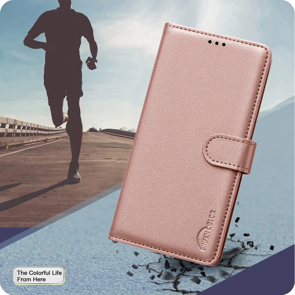 BINFEN knížkové pouzdro na Xiaomi Redmi 15 5G (169mm) - růžovozlaté