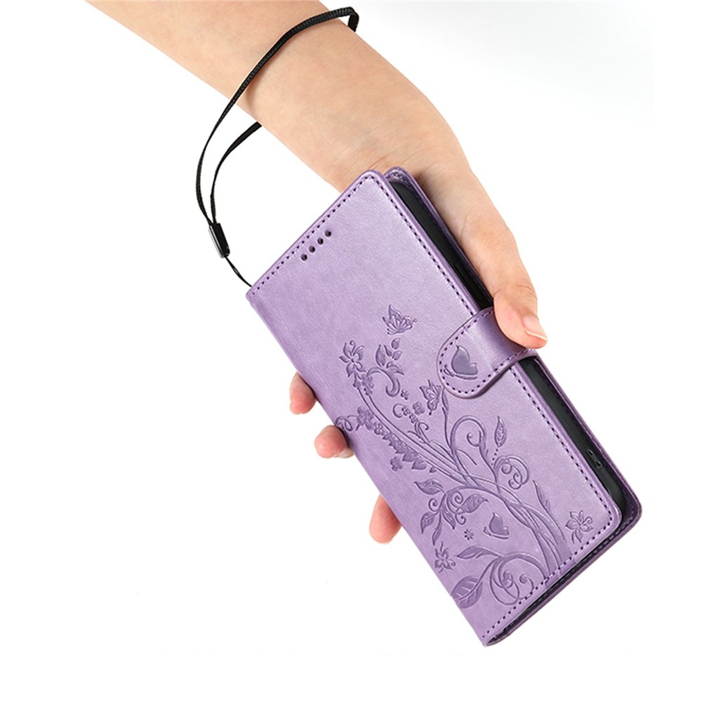 Flowery knížkové pouzdro na Xiaomi Redmi 15 5G (169mm) - fialové