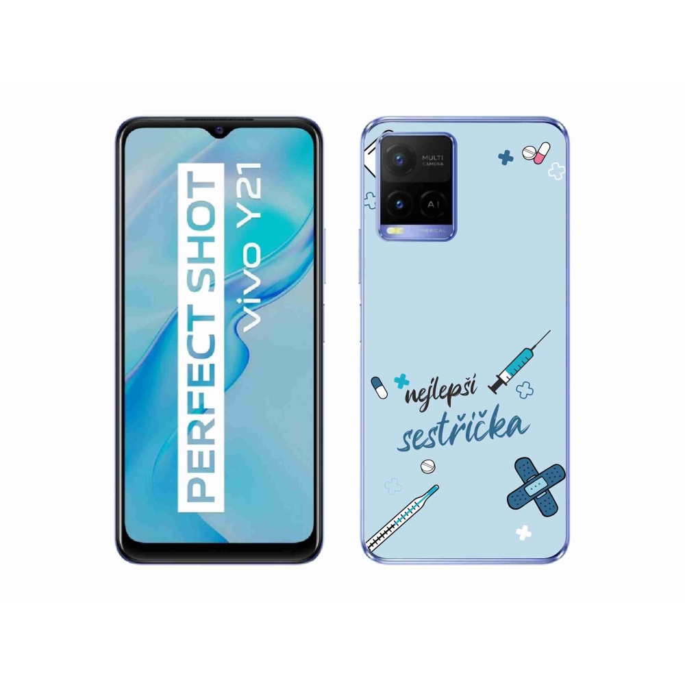 Gelový kryt mmCase na Vivo Y21/Y21s/Y33s - nejlepší sestřička modré pozadí