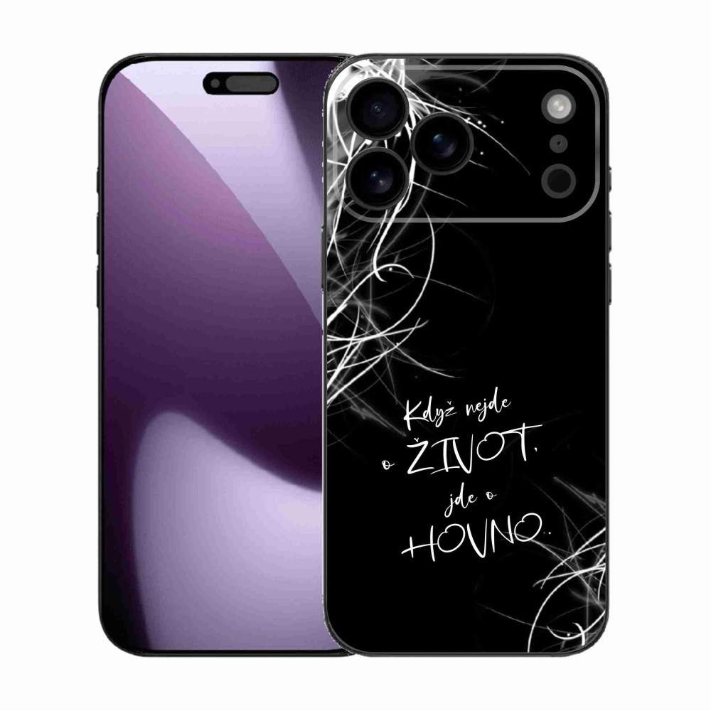 Gelový kryt mmCase na iPhone 17 Pro Max - vtipný text 16 černé pozadí
