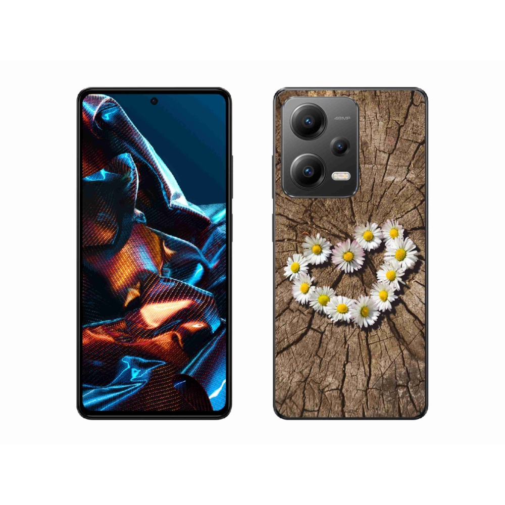 Gelový kryt mmCase na mobil Xiaomi Redmi Note 12 Pro 5G - srdce z kopretin