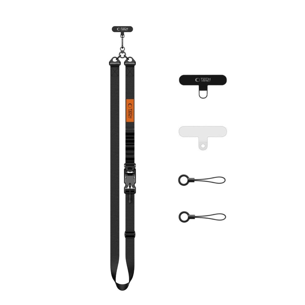 Tech-Protect C9S Rope Crossbody popruh na telefon - černý/oranžový