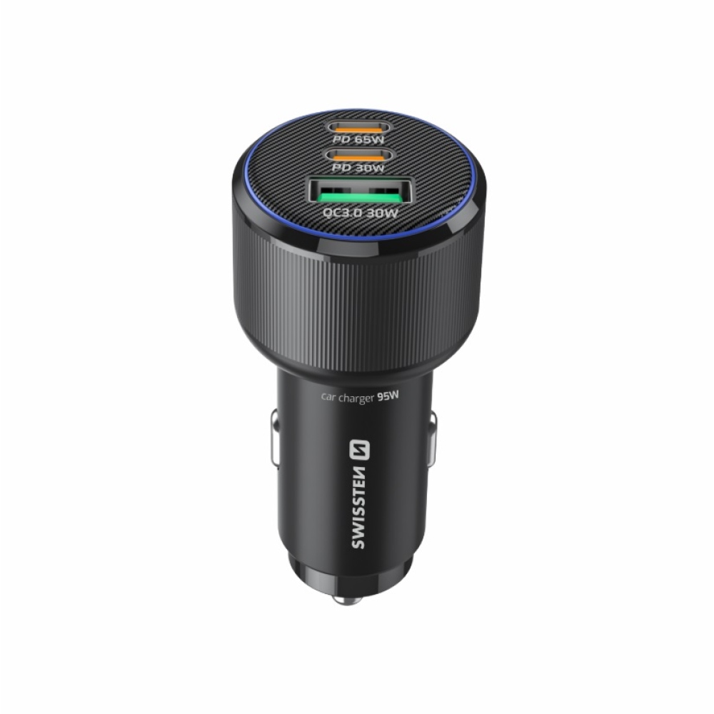 Swissten CL adaptér 2x USB-C PD + USB-A, 95W - černý