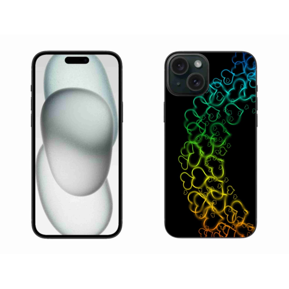 Gelový kryt mmCase na iPhone 15 Plus - barevná srdíčka
