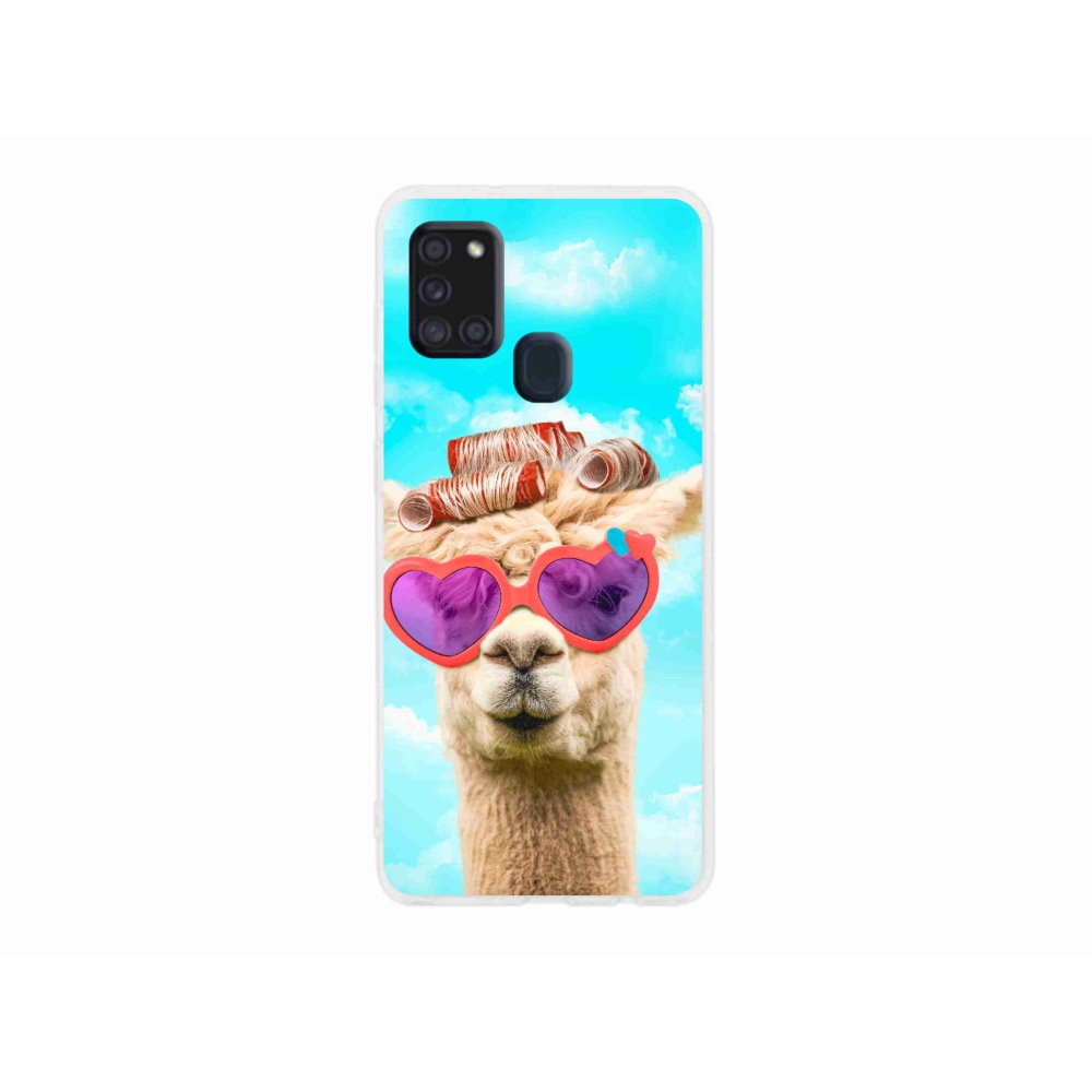 Gelový kryt mmCase na Samsung Galaxy A21s - lama s brýlemi