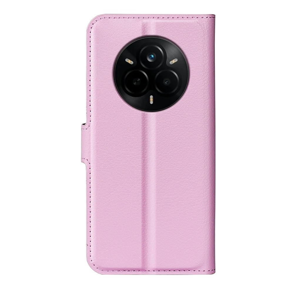 Litchi knížkové pouzdro na Realme 14 Pro+ 5G - růžové