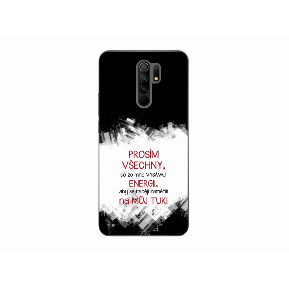 Gelový kryt mmCase na Xiaomi Redmi 9 - vtipný text 1 červený