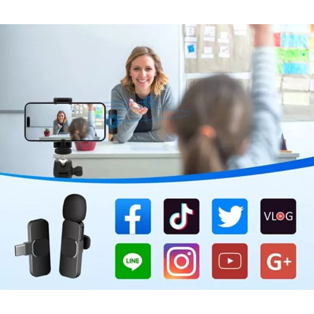 K1 bezdrátový klopový mikrofon s redukcí šumu USB-C 2ks