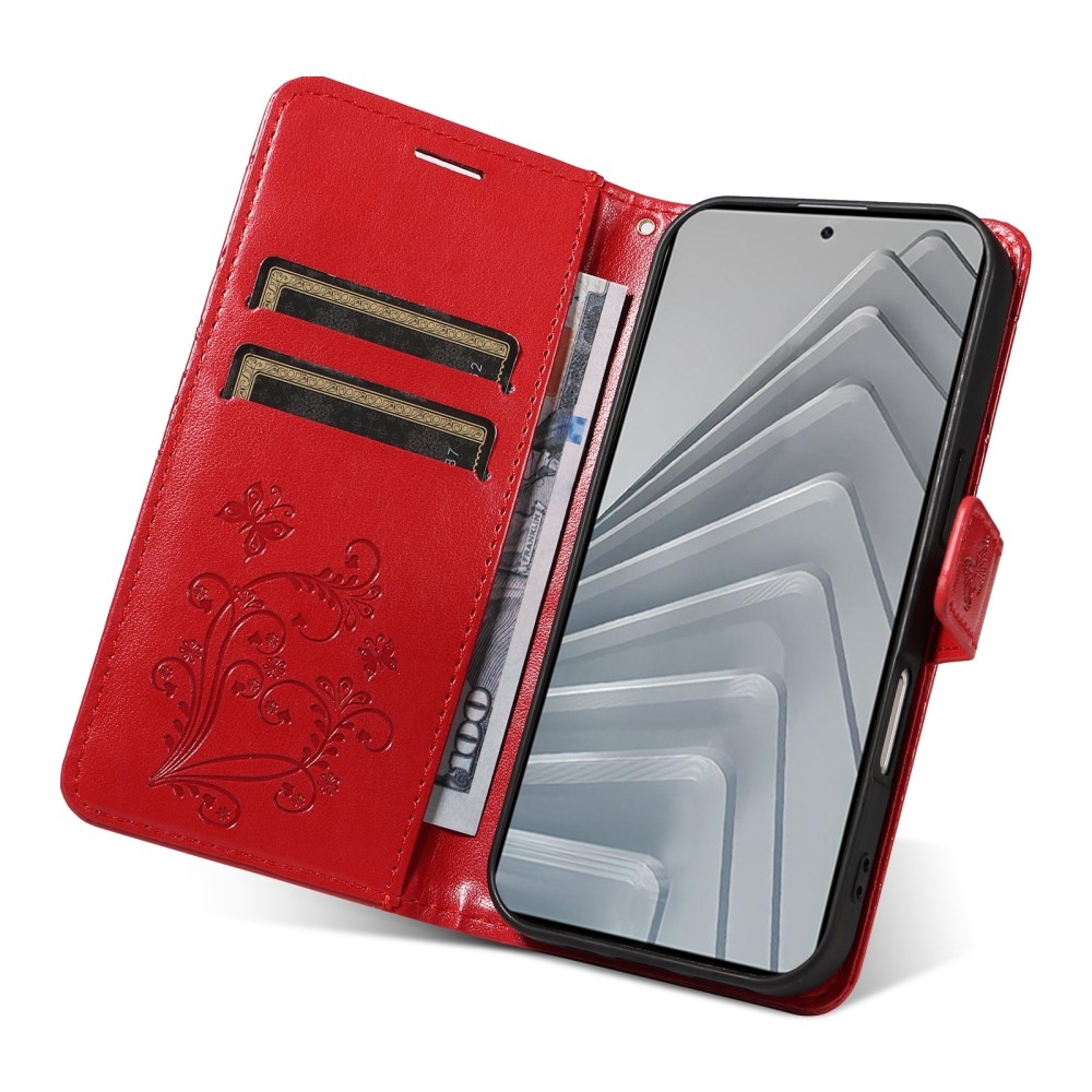 Big Butterfly knížkové pouzdro na Xiaomi Redmi Note 14 - červené