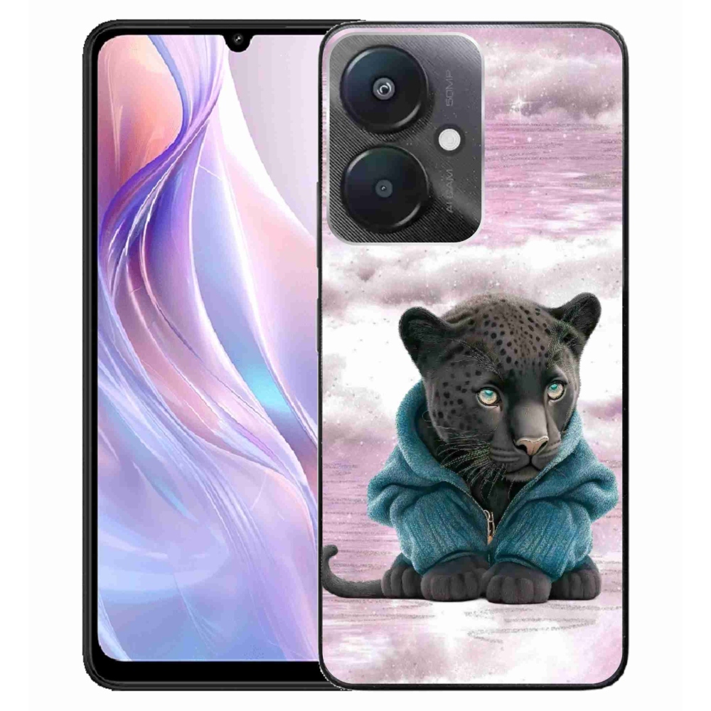 Gelový kryt mmCase na Xiaomi Redmi 13C 5G - černý panter ve svetru