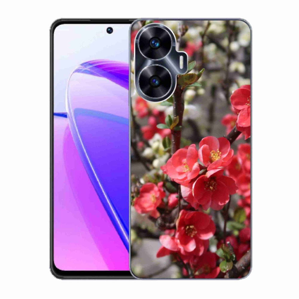 Gelový kryt mmCase na Realme C55 - červené květy