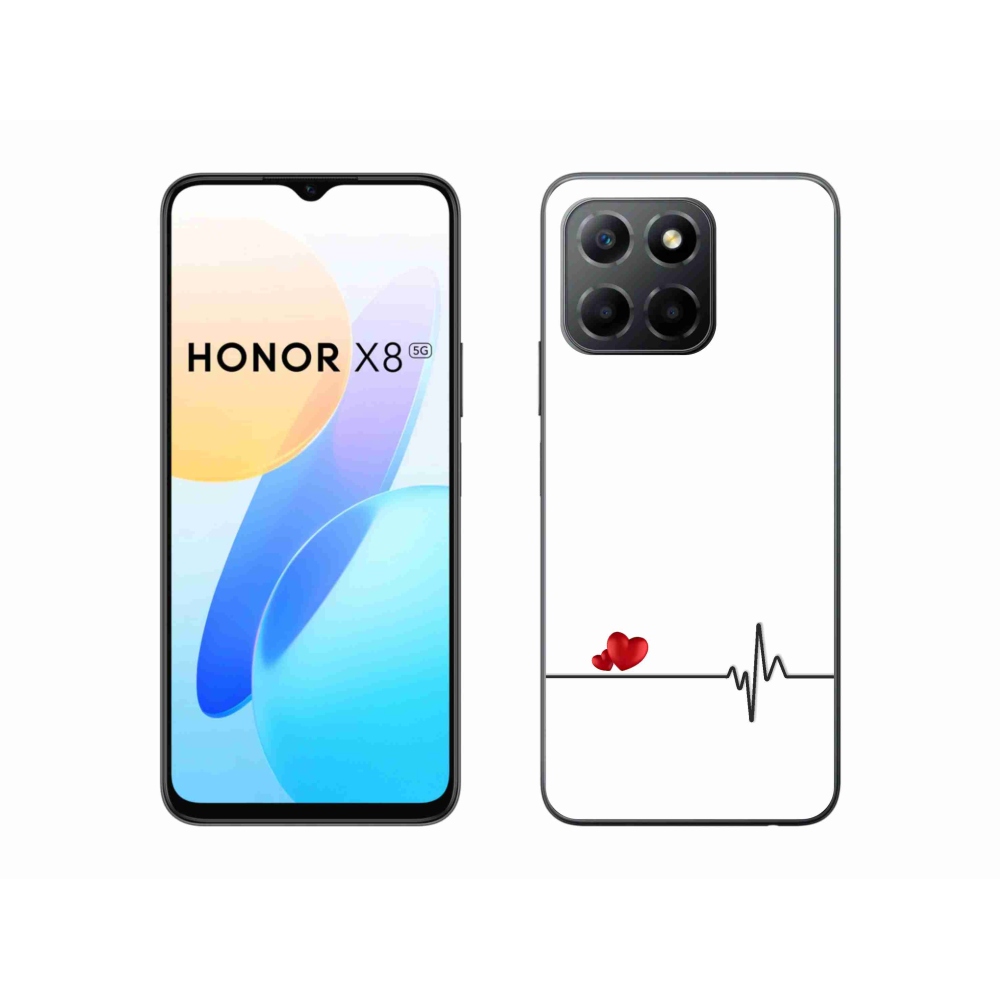 Gelový kryt mmCase na Honor X8 5G/Honor 70 Lite 5G - srdce a tep bílé pozadí