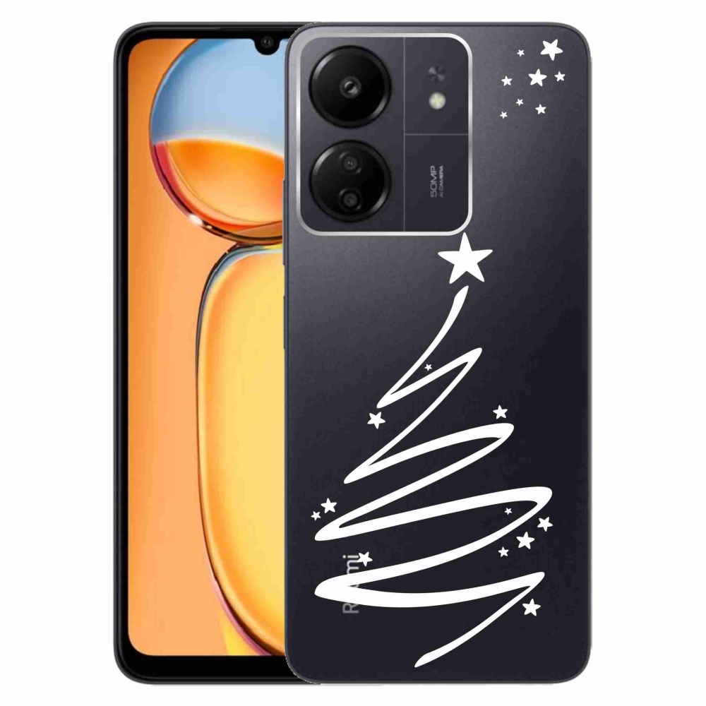 Gelový kryt mmCase na Xiaomi Poco C65/Redmi 13C - bílý stromeček na průhledném pozadí