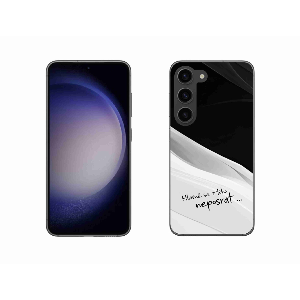 Gelový kryt mmCase na Samsung Galaxy S23 5G - vtipný text 13 bíločerné pozadí