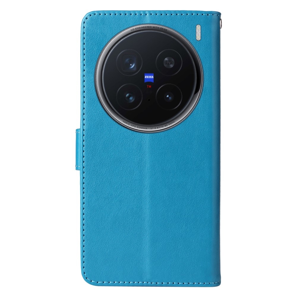 Flowery knížkové pouzdro na Vivo X200 Pro 5G - modré