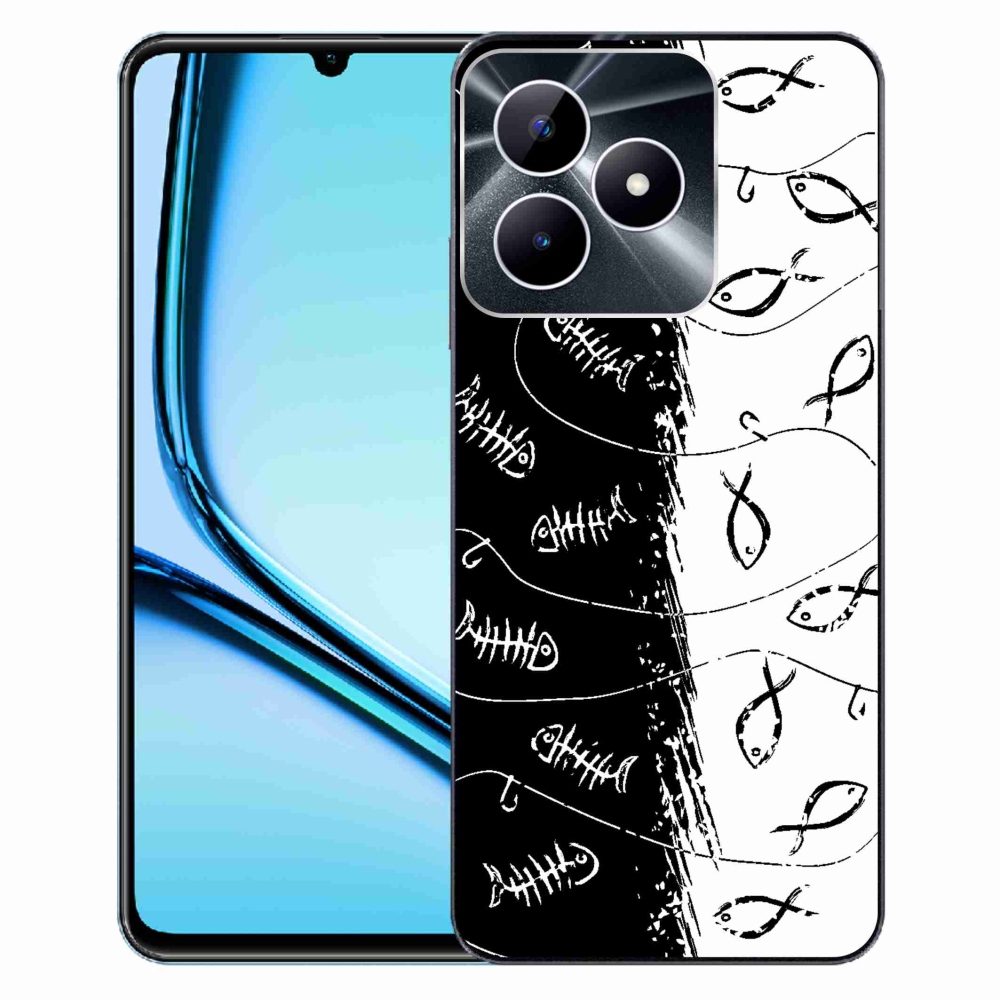 Gelový kryt mmCase na Realme Note 50 - kostry a rybky