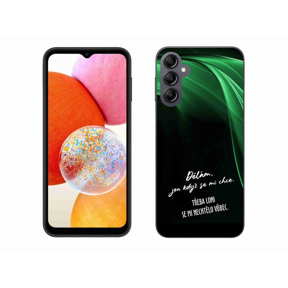 Gelový kryt mmCase na Samsung Galaxy A14 4G/5G - vtipný text 12 černé pozadí
