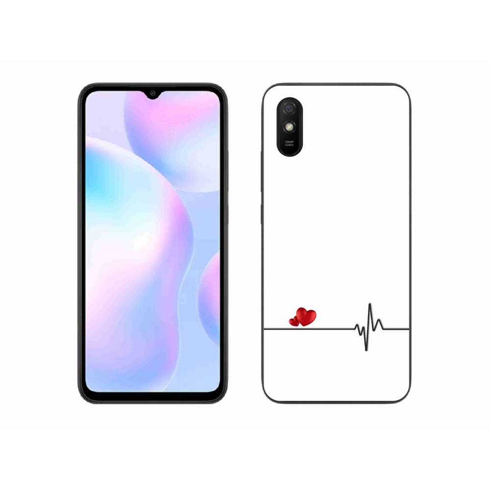 Gelový kryt mmCase na Xiaomi Redmi 9A - srdce a tep bílé pozadí