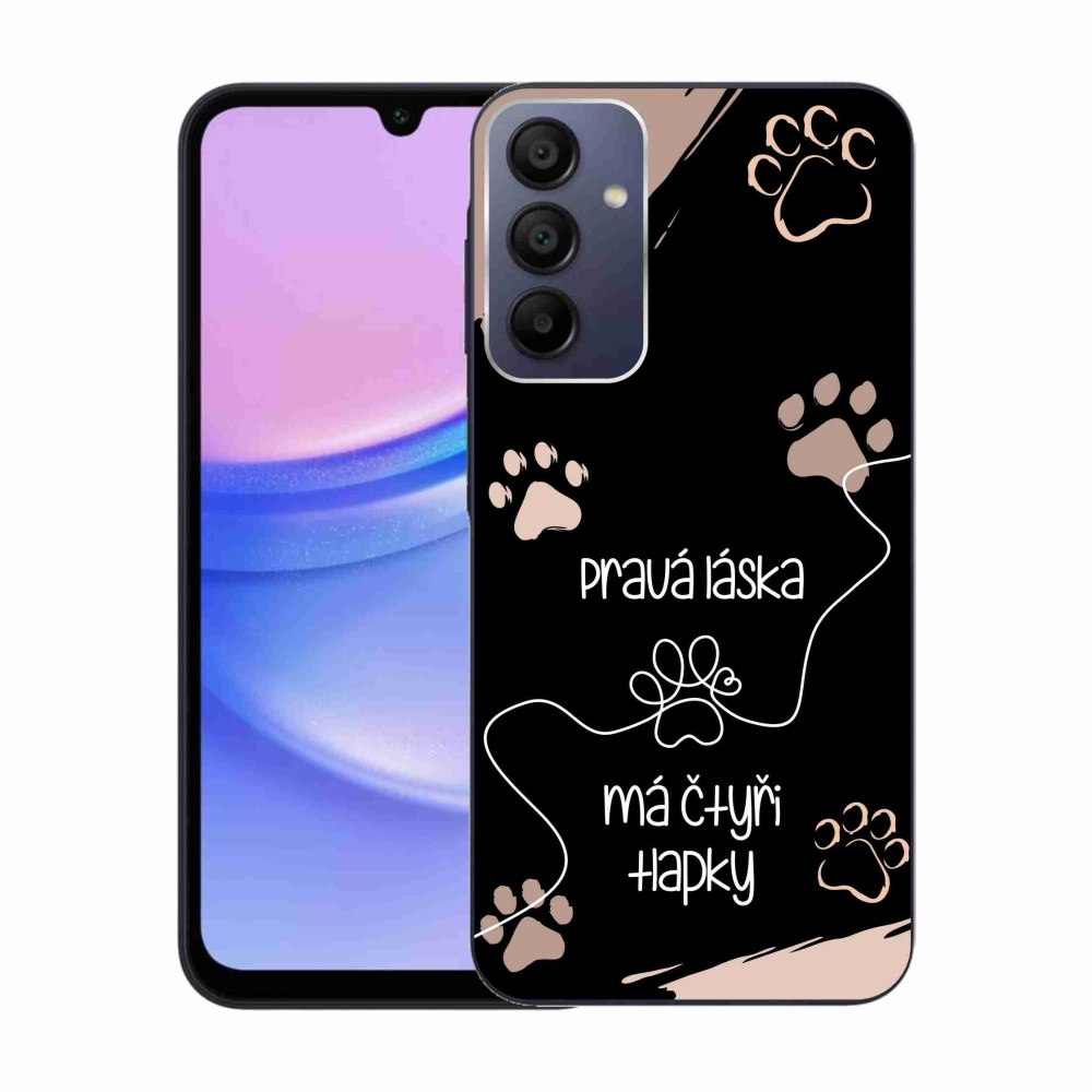 Gelový kryt mmCase na Samsung Galaxy A15 4G/5G - psí motiv 1 černé pozadí