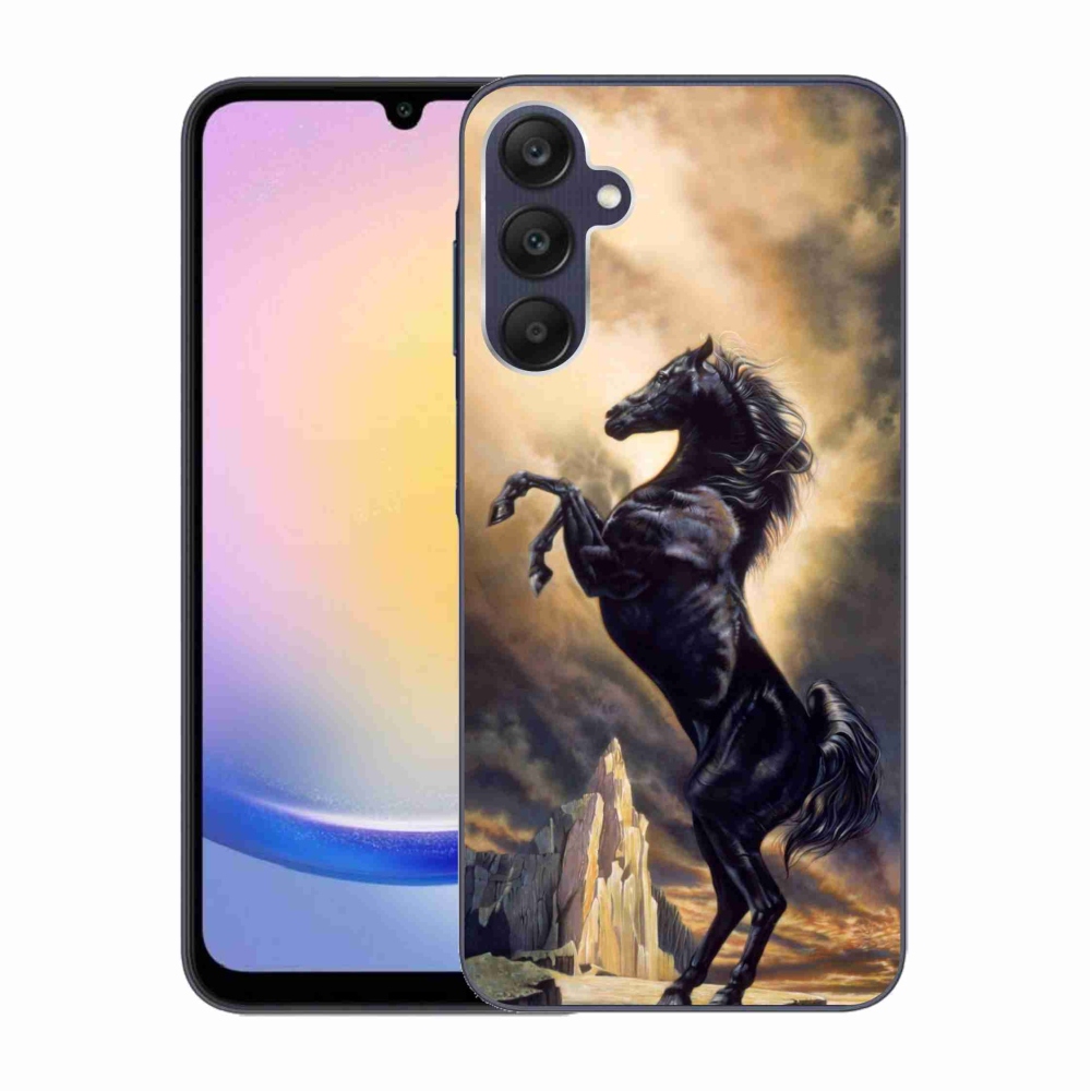 Gelový kryt mmCase na Samsung Galaxy A25 5G - černý kreslený kůň
