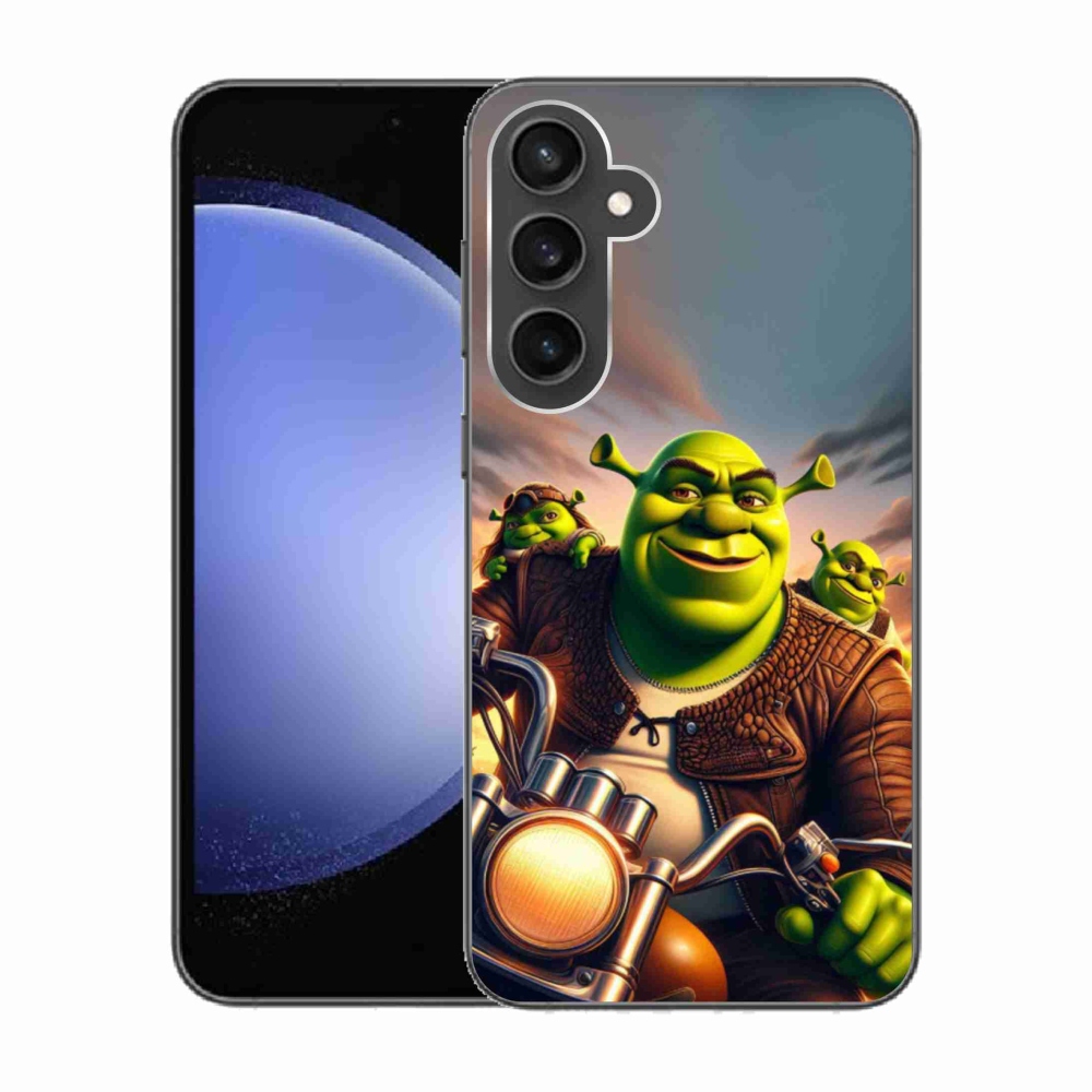 Gelový kryt mmCase na Samsung Galaxy S23 FE - shrek na motorce