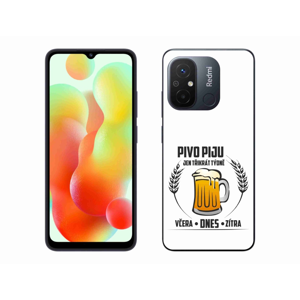 Gelový kryt mmCase na Xiaomi Redmi 12C - pivní motiv bílé pozadí
