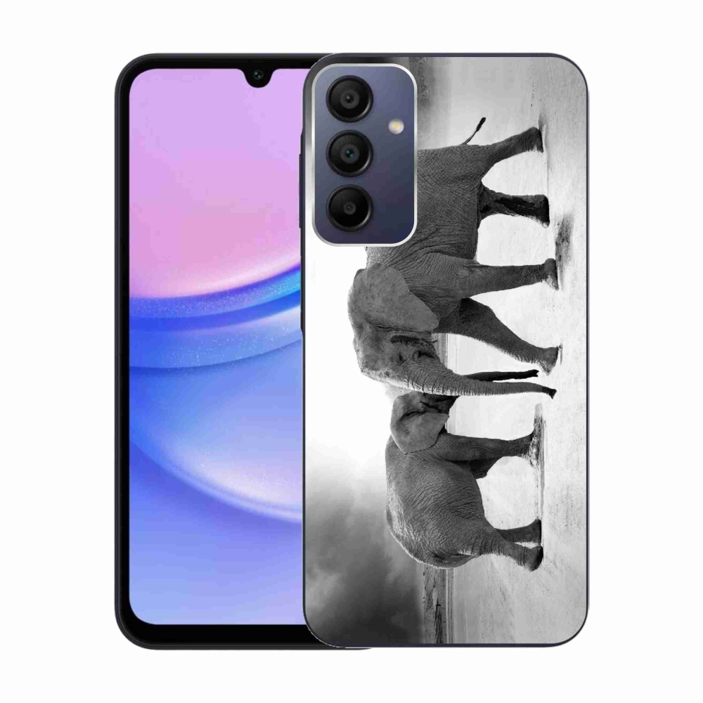 Gelový kryt mmCase na Samsung Galaxy A15 4G/5G - černobílí sloni
