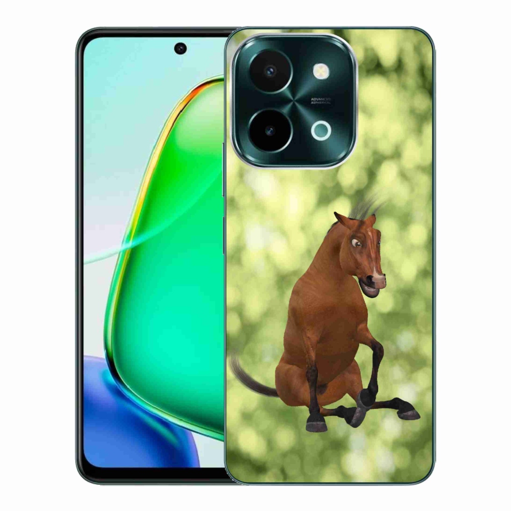Gelový kryt mmCase na Vivo Y28 - hnědý kreslený kůň 1