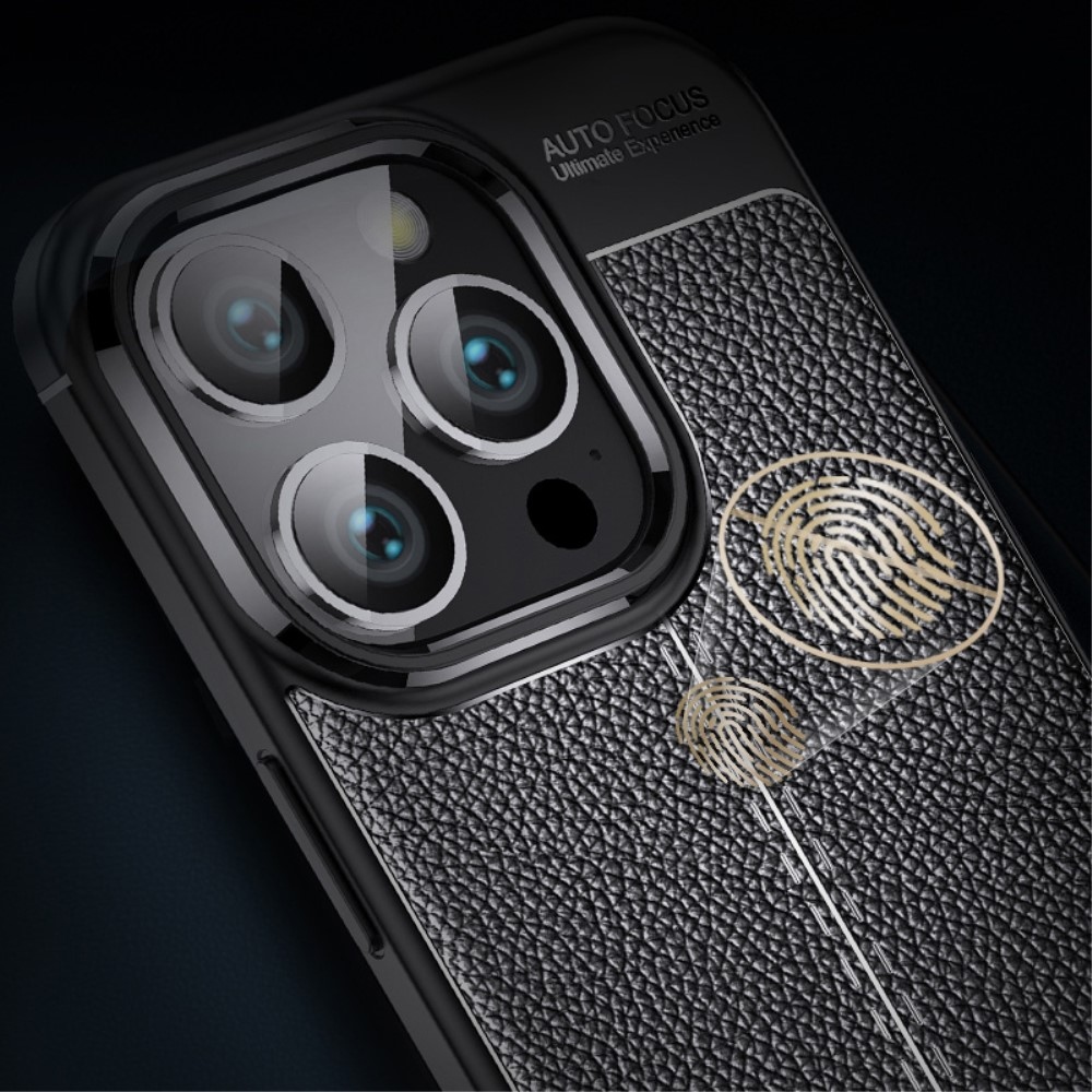 Litchi odolný gelový obal na iPhone 16 Pro Max - černý