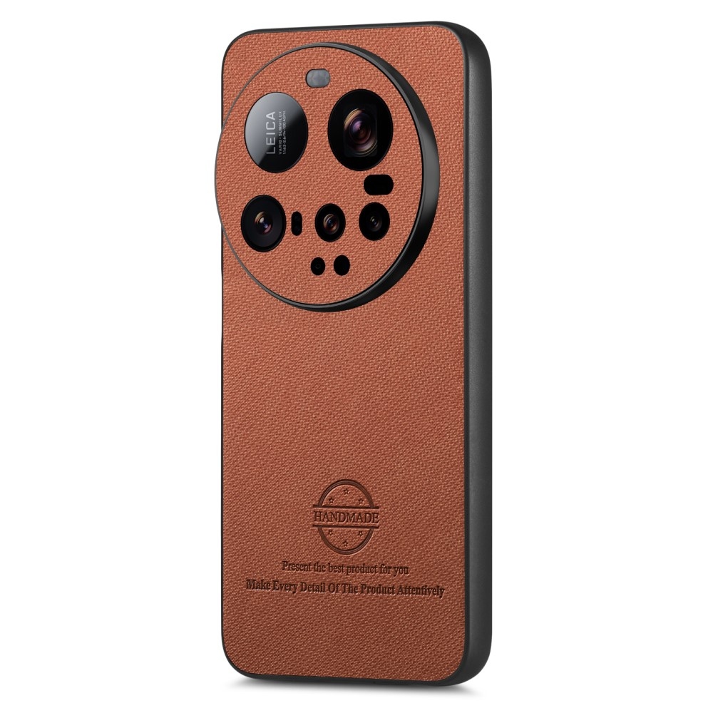 Crafted gelový obal s umělou kůží na Xiaomi 15 Ultra - hnědý