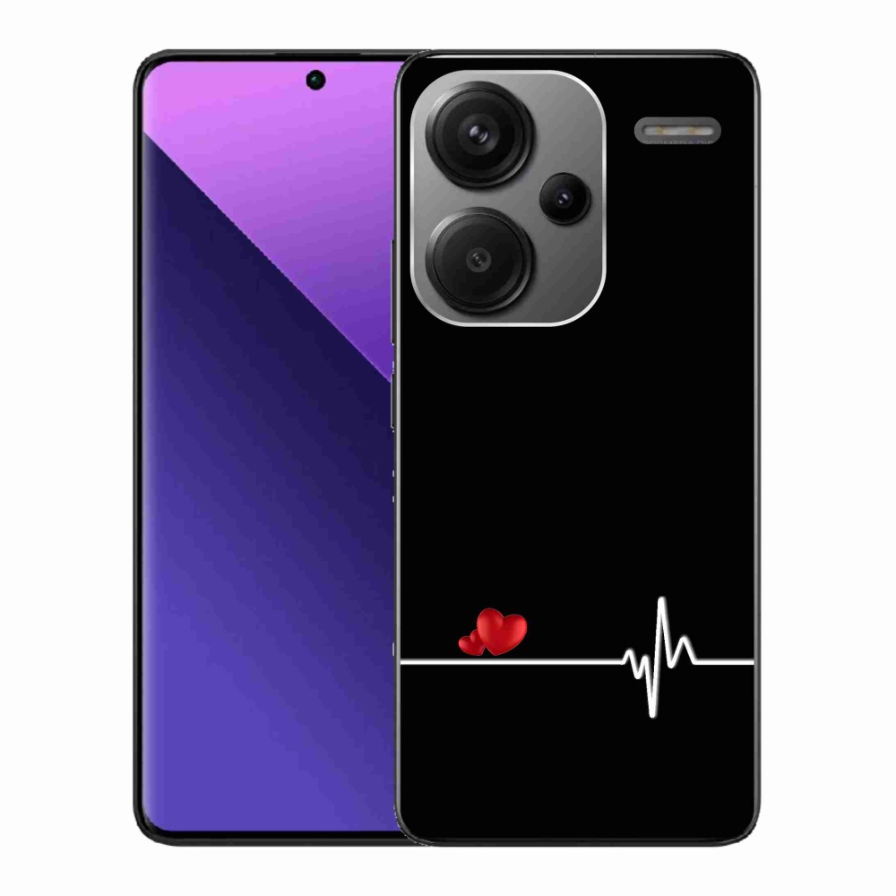 Gelový kryt mmCase na Xiaomi Redmi Note 13 Pro+ 5G - srdce a tep černé pozadí