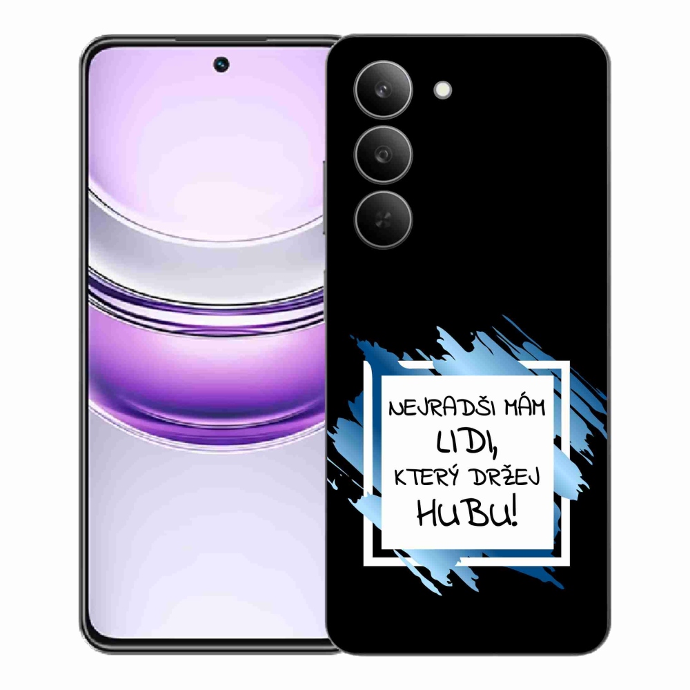 Gelový kryt mmCase na Realme 14x 5G - vtipný text 7 bíločerné pozadí