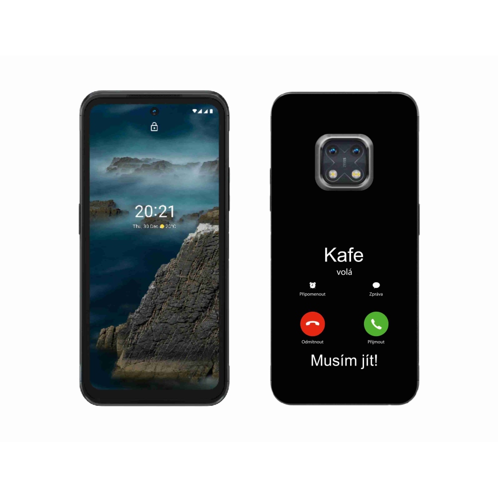 Gelový kryt mmCase na Nokia XR20 - kafe volá černé pozadí