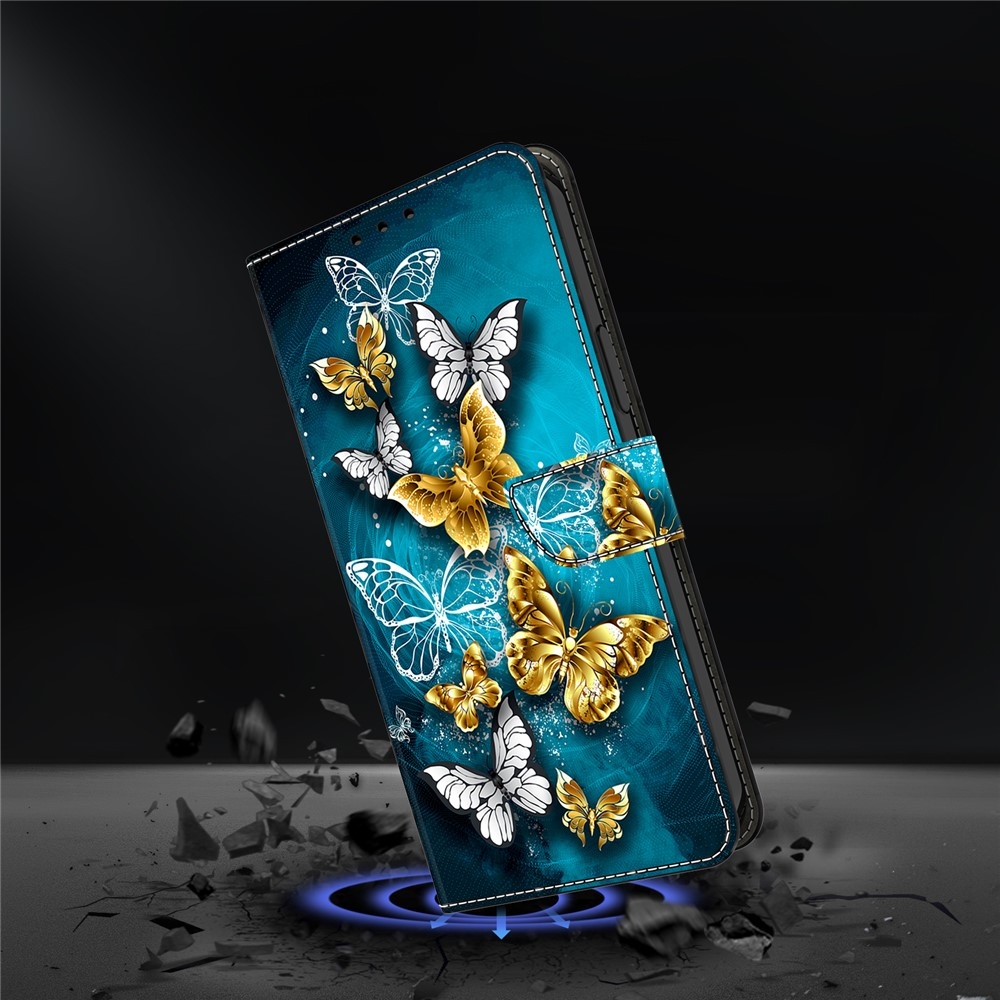 Firmly knížkové pouzdro na Samsung Galaxy A17 5G/A26 5G - zlatí a bílí motýli