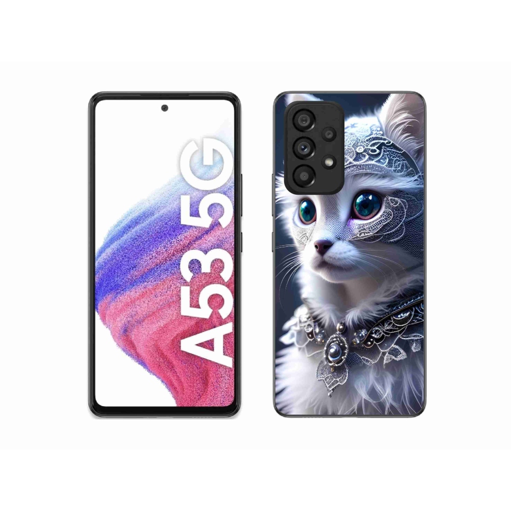 Gelový kryt mmCase na Samsung Galaxy A53 5G - bílá kočka