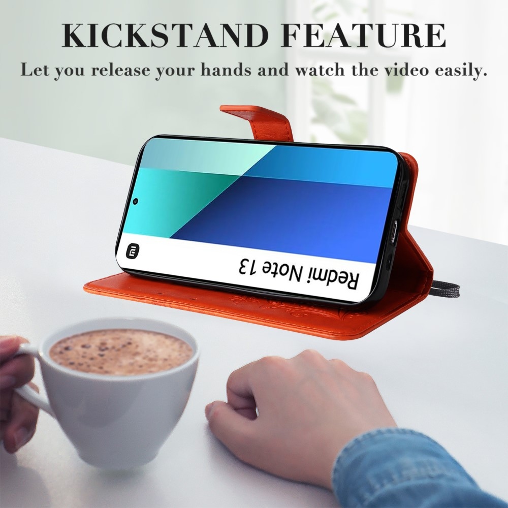Big Butterfly knížkové pouzdro na Xiaomi Redmi Note 13 - oranžové