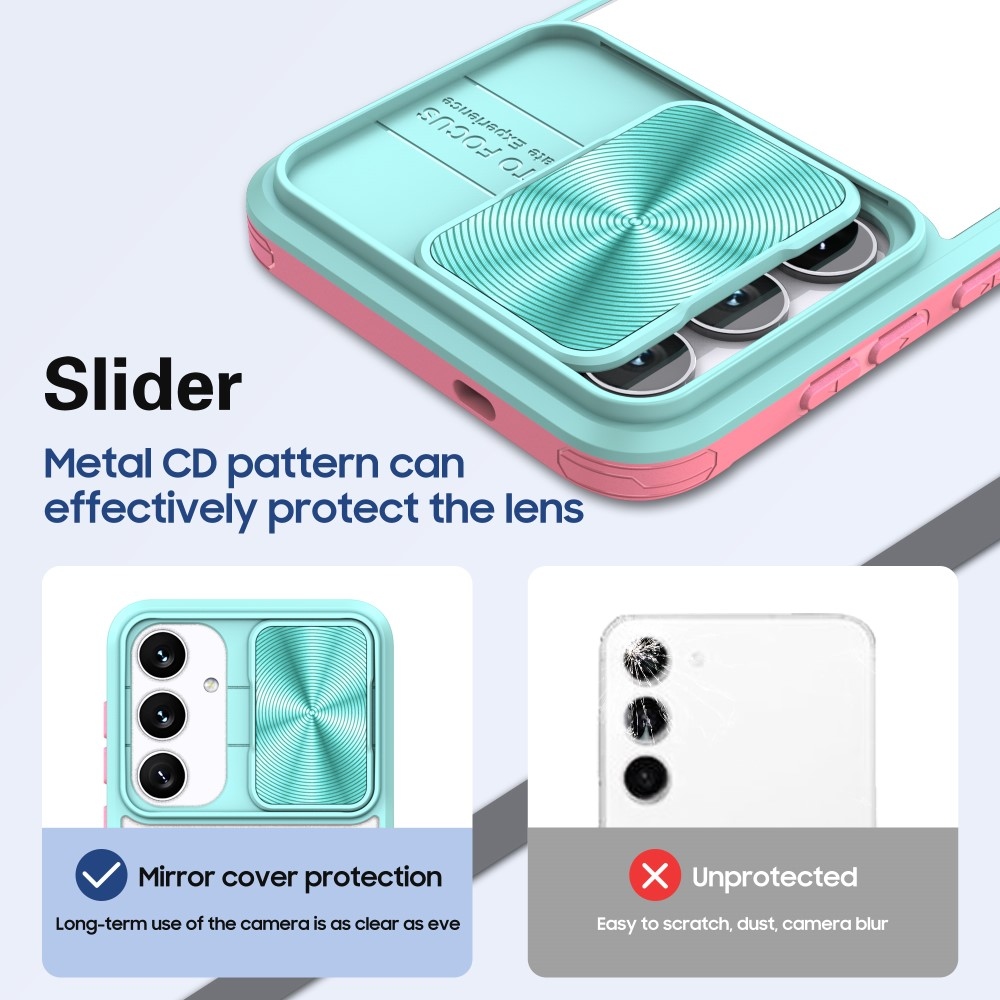 Backplate odolný kryt s krytkou fotoaparátu na Samsung Galaxy S25+ - modrozelený/růžový